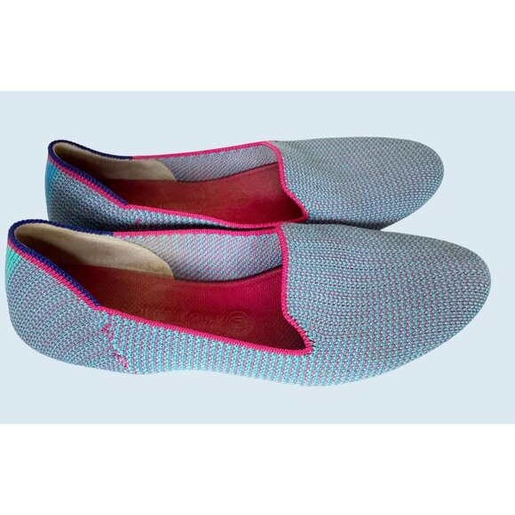 ROTHY'S Bluebell Triple Stitch Loafer Baby Blue Pink Slip On Size 10 - Picture 4 of 8